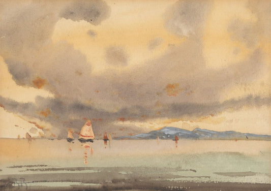 Euganian Hills from the Lagoon -- Low Tide - by Hercules Brabazon Brabazon