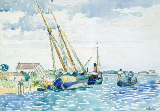 Marine Scene (Boats near Venice) - by Henri-Edmond Cross