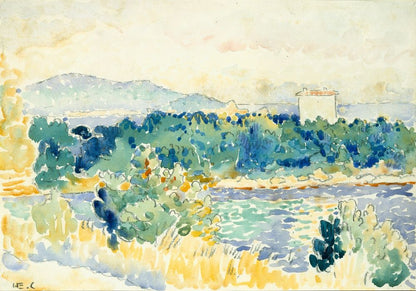 Mediterranean Landscape with a White House - by Henri-Edmond Cross