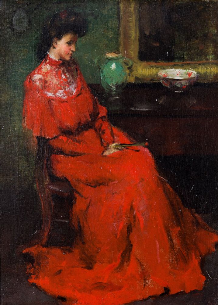 Girl in Red - by Charles Webster Hawthorne