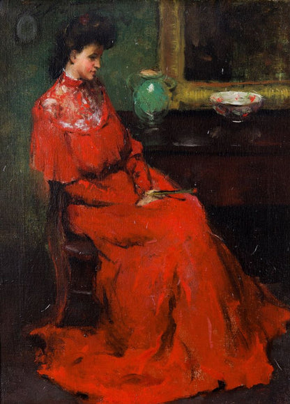 Girl in Red - by Charles Webster Hawthorne