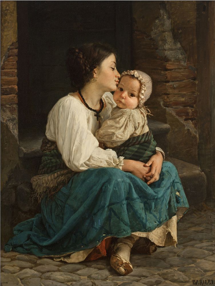 A mother with her child - by Cecrope Barilli