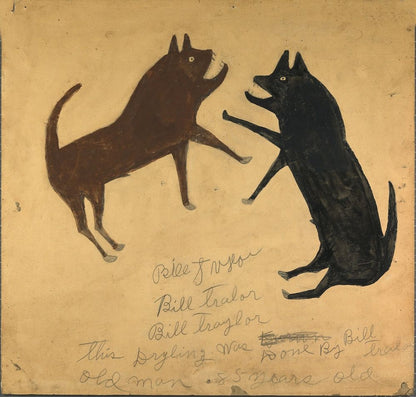 Untitled (Dog Fight with Writing) - by Bill Traylor