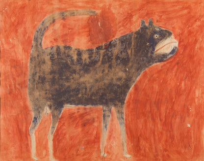 Mean Dog (On reverse: Man Leading Mule) - by Bill Traylor