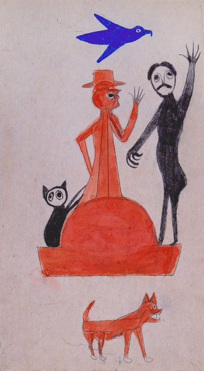 Untitled [Figure Construction with Waving Man] - by Bill Traylor