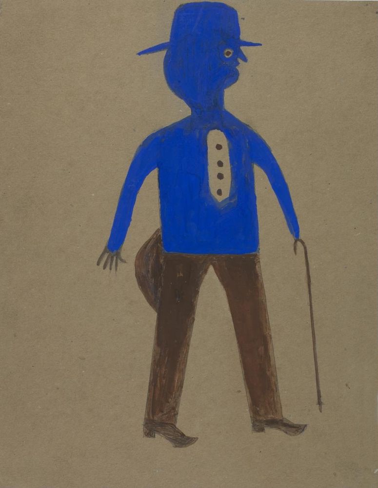 Untitled (Man in Blue and Brown) - by Bill Traylor