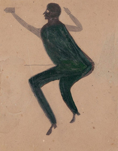 Green Man with Two Bottles - by Bill Traylor