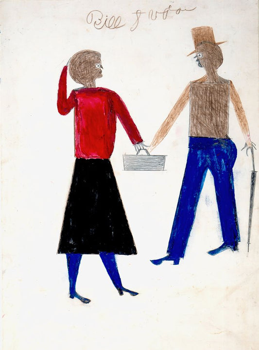 Untitled [Woman with Purse and Man with Umbrella] - by Bill Traylor