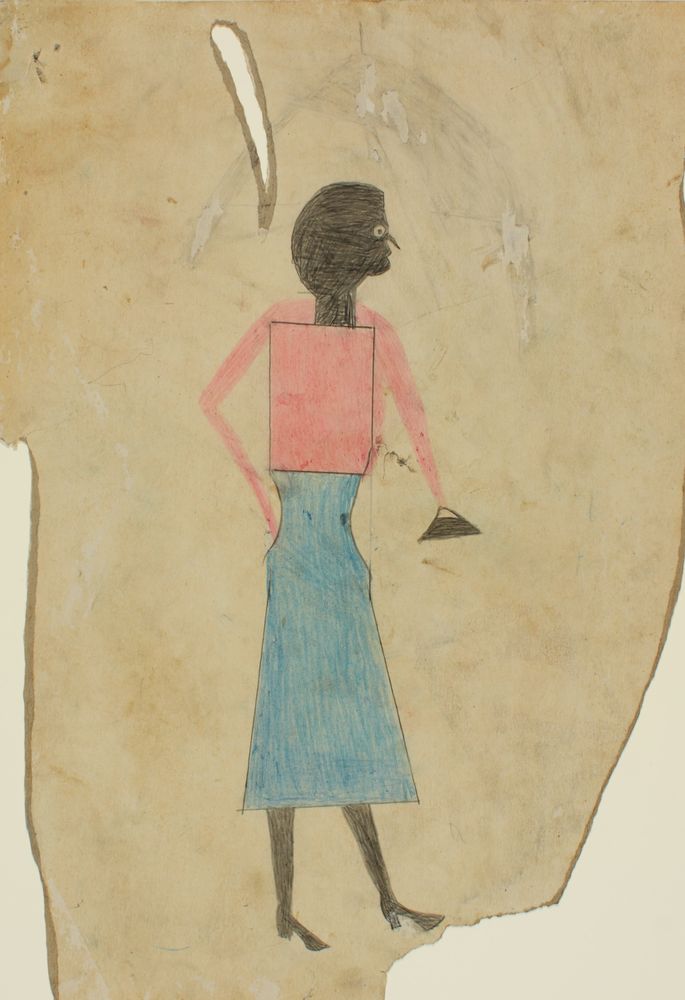 Untitled [Woman in Blue Skirt] - by Bill Traylor