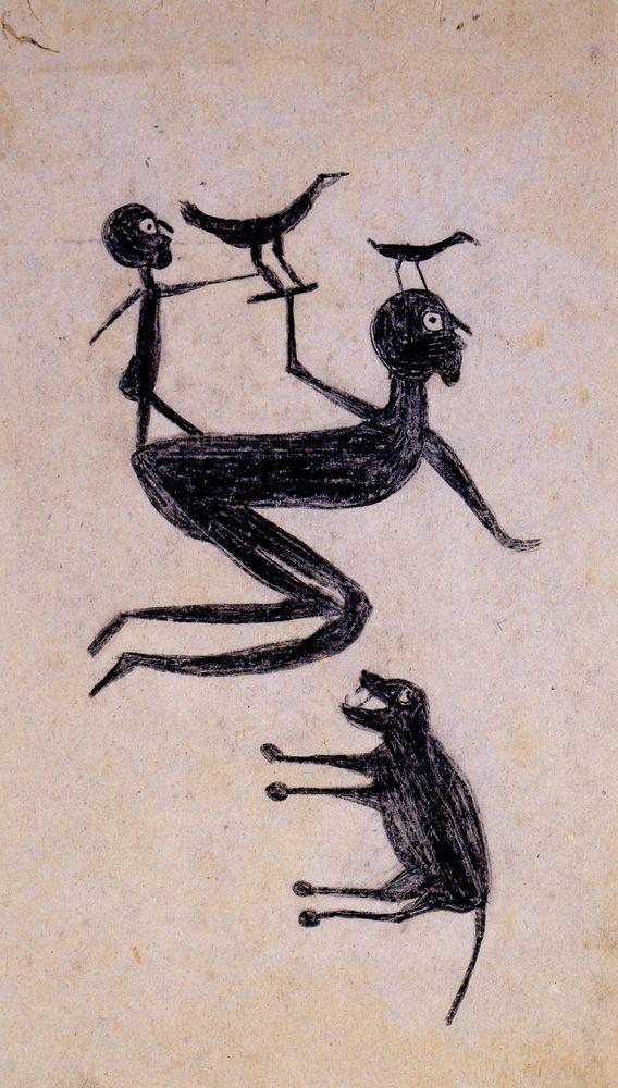 Untitled [Figure Construction with Kneeling Man] - by Bill Traylor