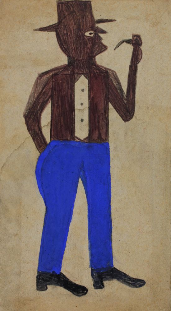 Untitled [Man with Pipe] - by Bill Traylor