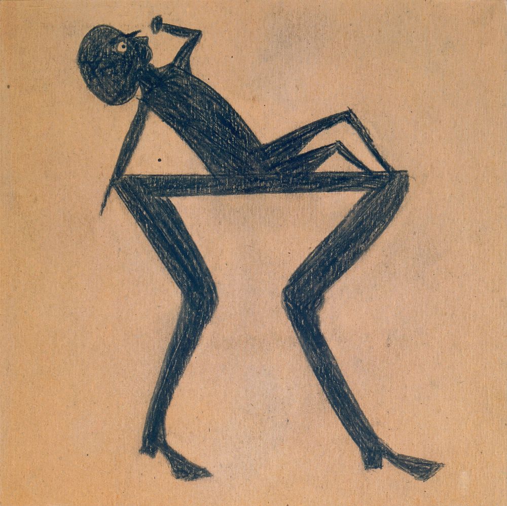 Untitled [Figure on Construction with Legs] - by Bill Traylor