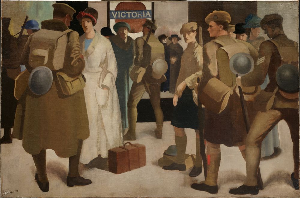 Victoria Station, District Railway - by Bernard Meninsky