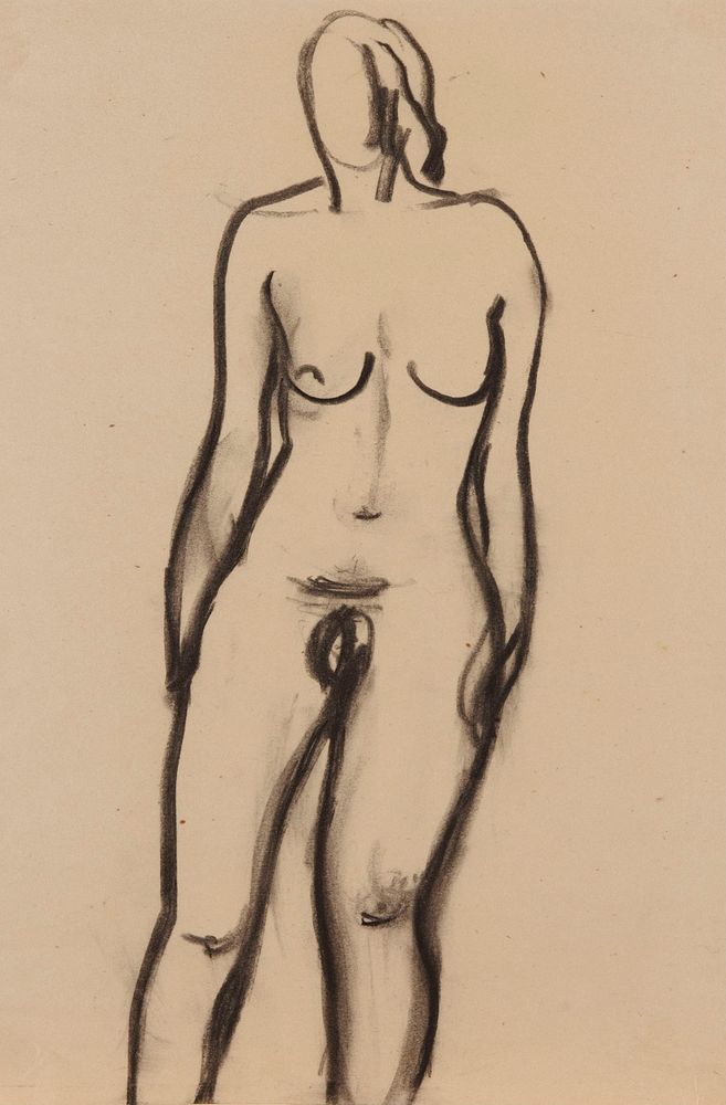 Standing Female Nude - by Bernard Meninsky