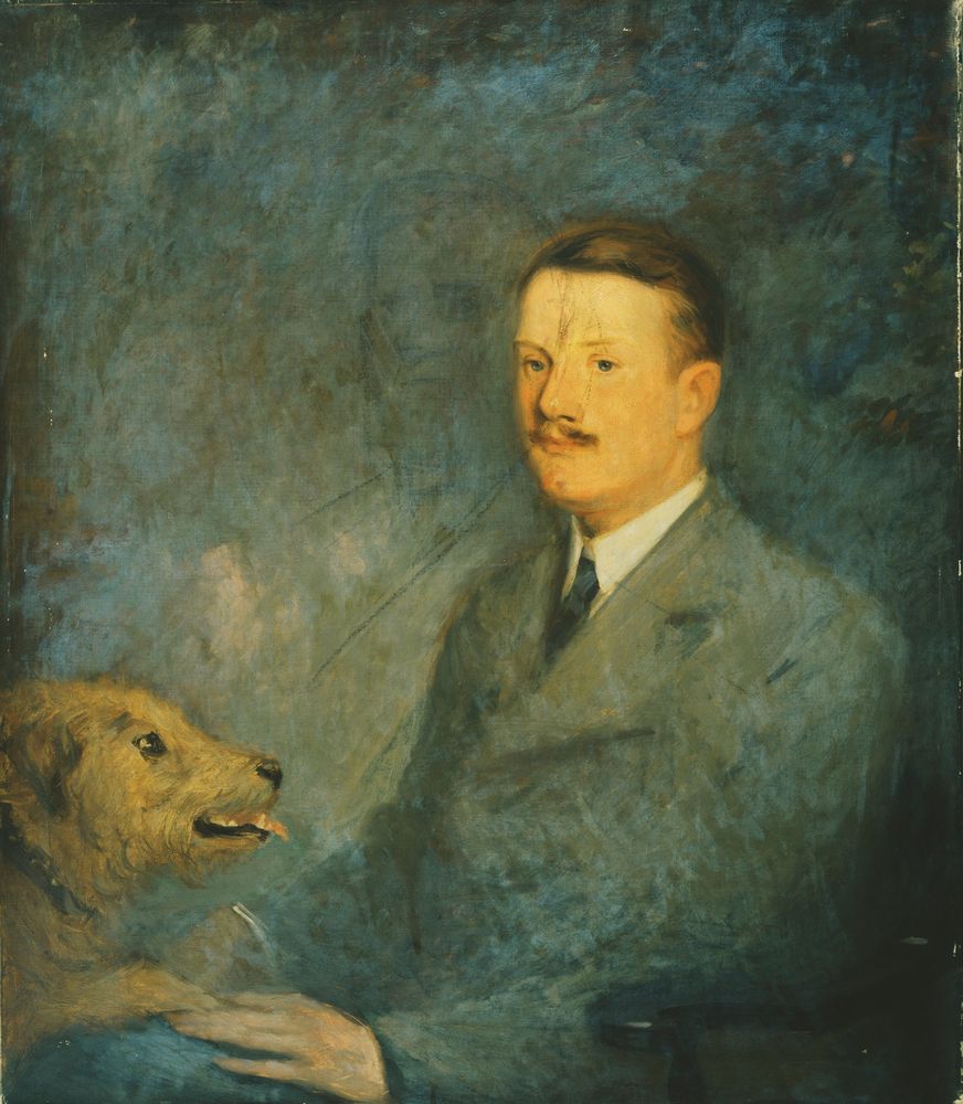 Portrait of Man with Dog - by Augustus Vincent Tack