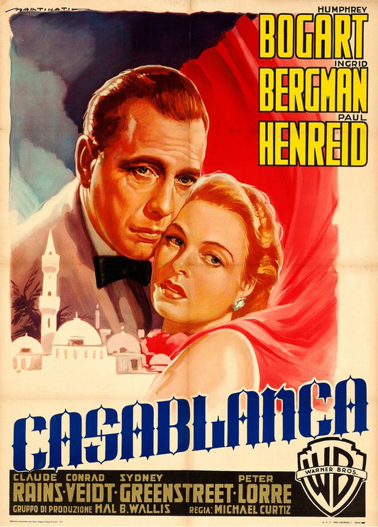 Casablanca (Warner Brothers, R-1953). Italian Poster, Luigi Martinati Artwork Movie Poster Reprint