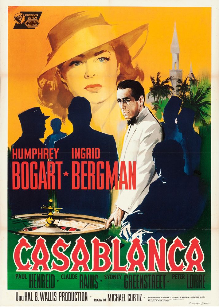 Casablanca (United Artists, R-1962). Silvano "Nano" Campeggi Artwork. Italian Movie Poster Reprint