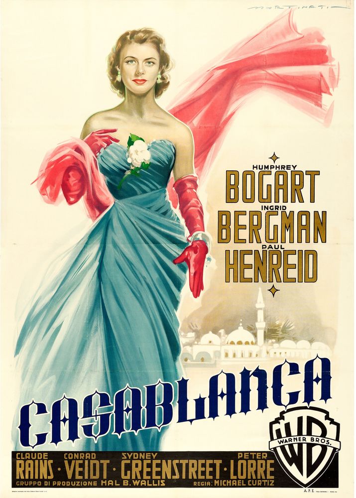 Casablanca (Warner Brothers, R-1953). Italian Poster, Luigi Martinati Artwork. Movie Poster Reprint