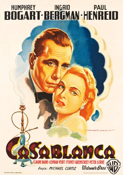 Casablanca (Warner Brothers, 1948). Post-War Release Italian Movie Poster Reprint