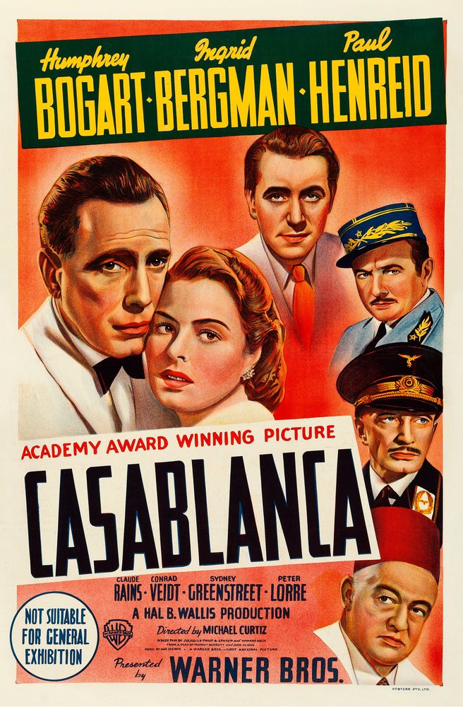 Casablanca (Warner Brothers, 1944). Australian Movie Poster Reprint