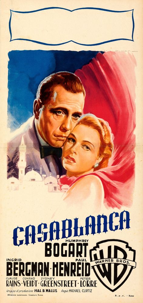 Casablanca (Warner Bros., R-1953). Luigi Martinati Artwork. Italian Movie Poster Reprint