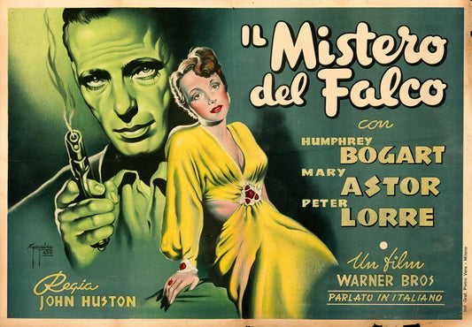 The Maltese Falcon (Warner Bros., 1945) First Post-War Italian Poster, Sergio Gargiulo Artwork.Movie Poster Reprint