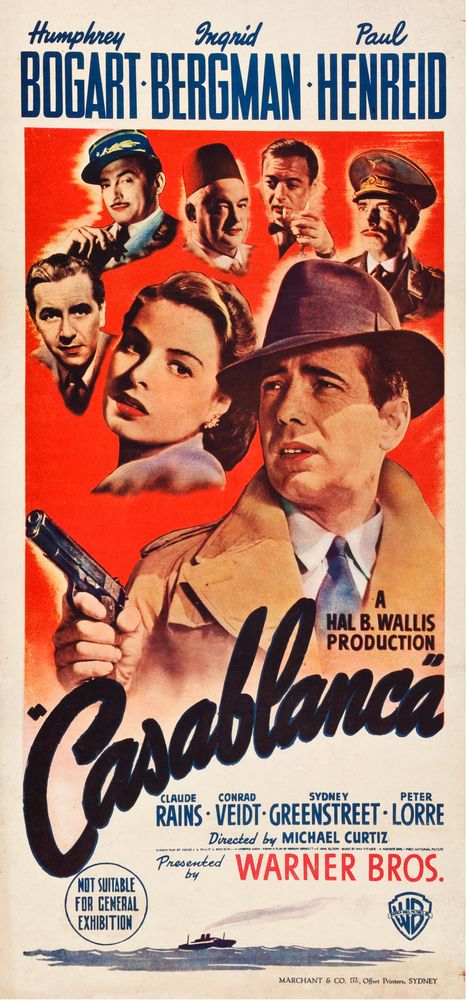 Casablanca (Warner Brothers, 1942). Australian Movie Poster Reprint