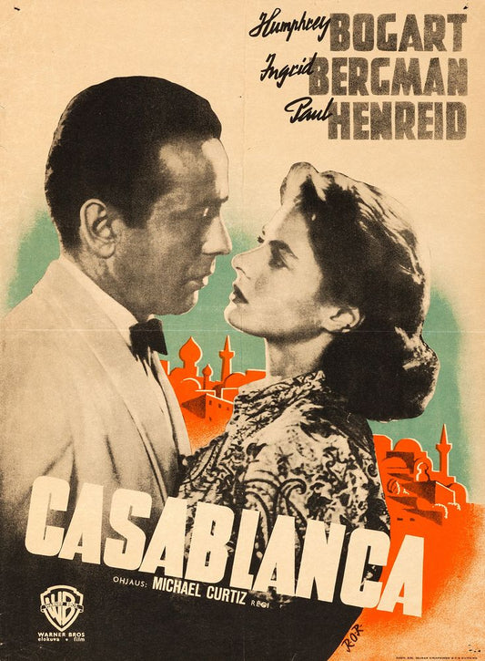 Casablanca (Warner Brothers, 1945). First Post-War Release Finnish Poster, R.O.R. Artwork Movie Poster Reprint