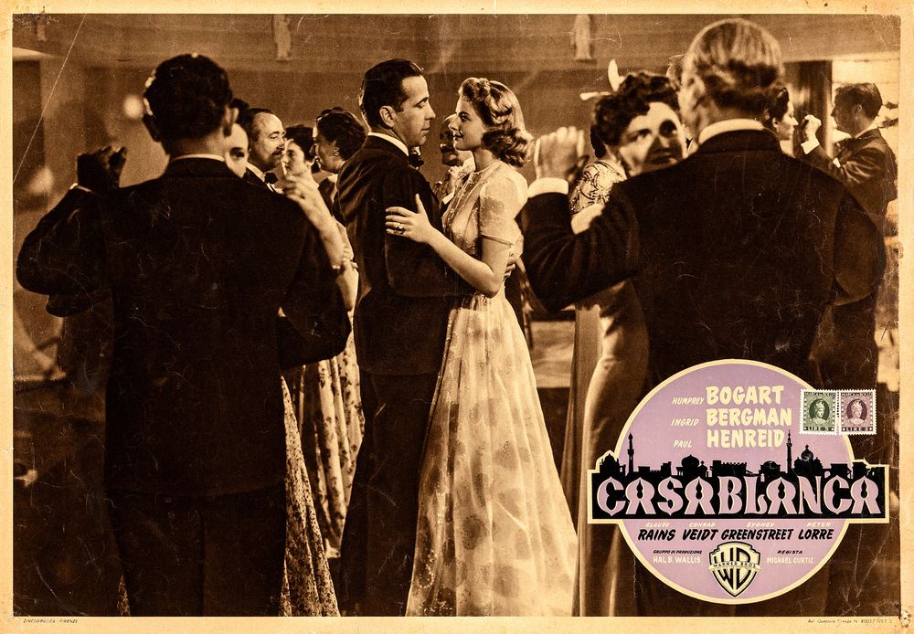 Casablanca (Warner Bros., R-1953). Horizontal Italian Movie Poster Reprint