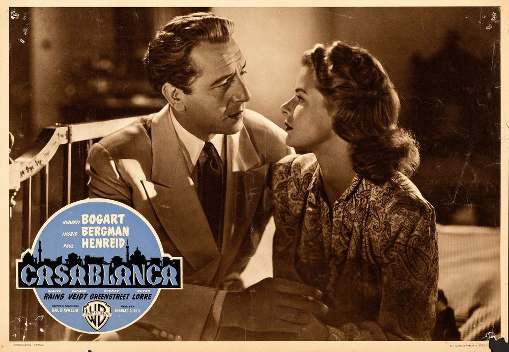 Casablanca (Warner Bros., R-1953). Horizontal Italian Movie Poster Reprint