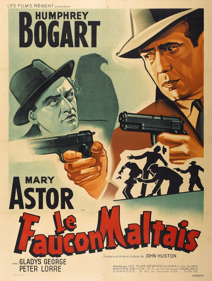 The Maltese Falcon (Warner Brothers, R-1962). Post-War Release French Movie Poster Reprint