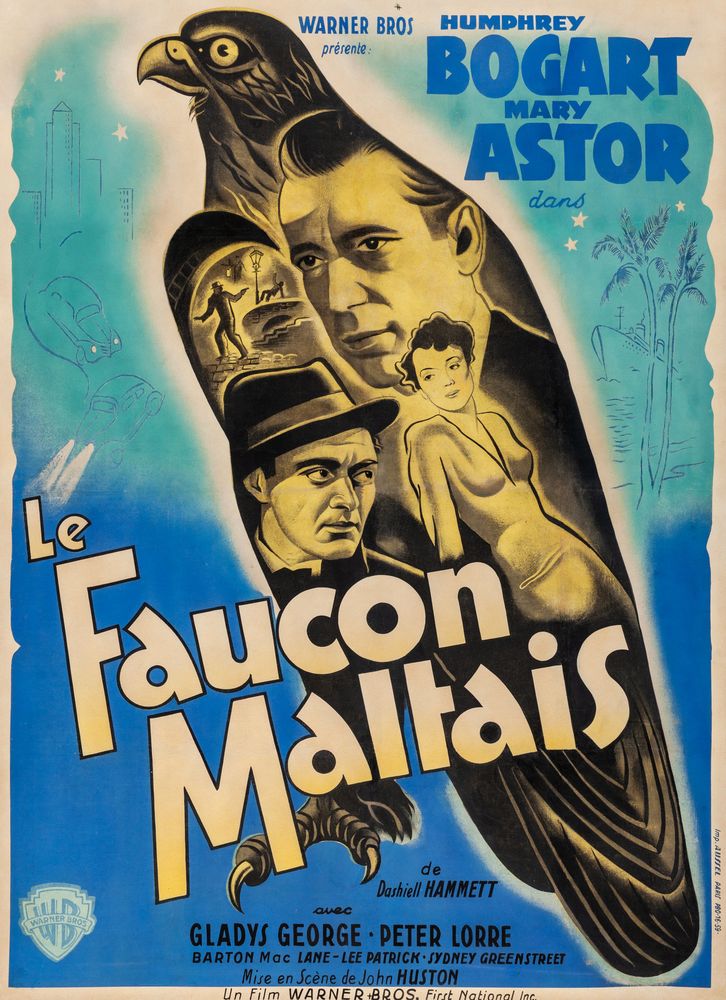 The Maltese Falcon (Warner Brothers, 1946). First Post-War Release French Movie Poster Reprint