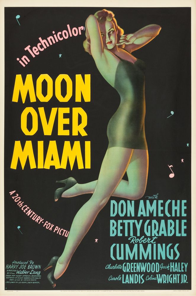 Moon Over Miami (20th Century Fox, 1941). Style A. Movie Poster Reprint