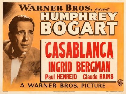 Casablanca (Warner Bros., R-1950s). British Movie Poster Reprint