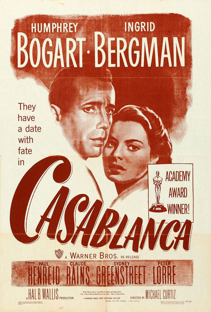 Casablanca (Warner Brothers, R-1949). International Movie Poster Reprint