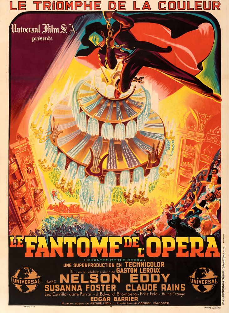 Phantom of the Opera (Universal, 1945). First Post-War Release French Poster, Constantin Belinsky Artwork. Movie Poster Reprint