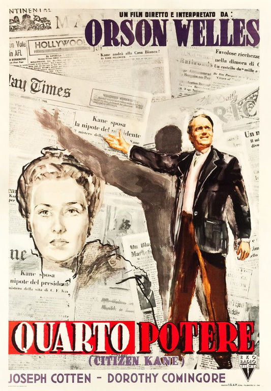 Citizen Kane (RKO, 1948). First Post-War Italian Movie Poster Reprint