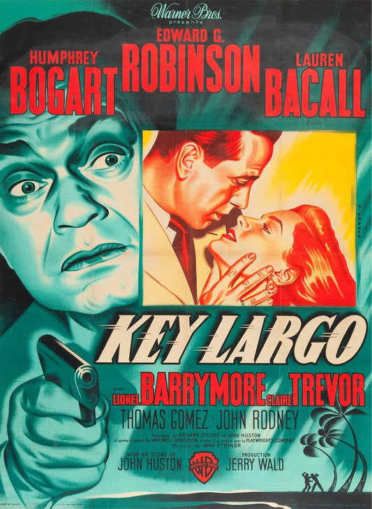 Key Largo (Warner Brothers, 1948). French Poster, Pierre Pigeot Art. Movie Poster Reprint