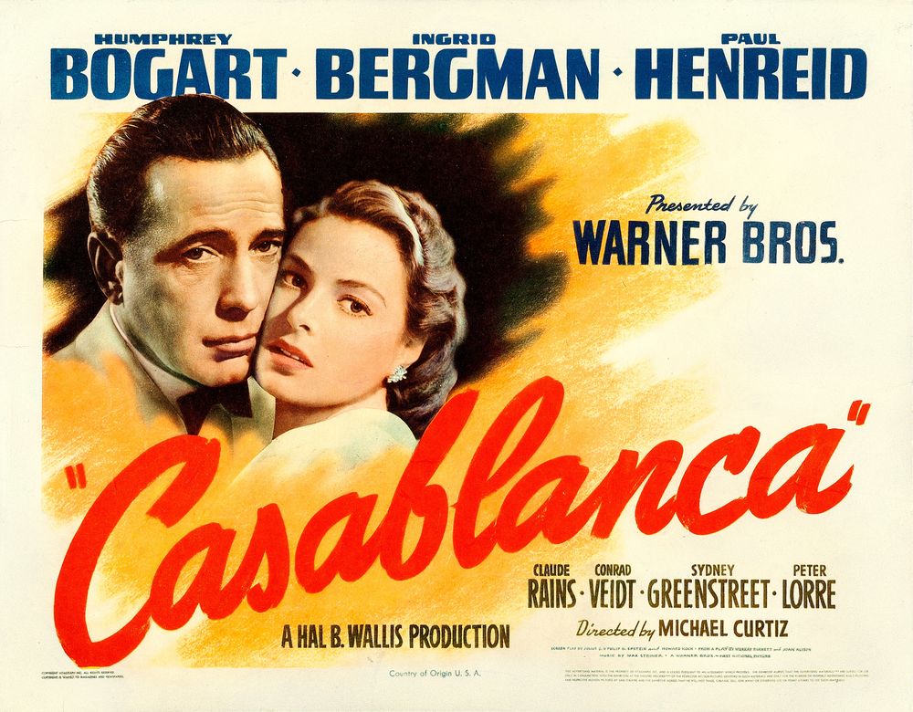 Casablanca (Warner Brothers, 1942). Movie Poster Reprint