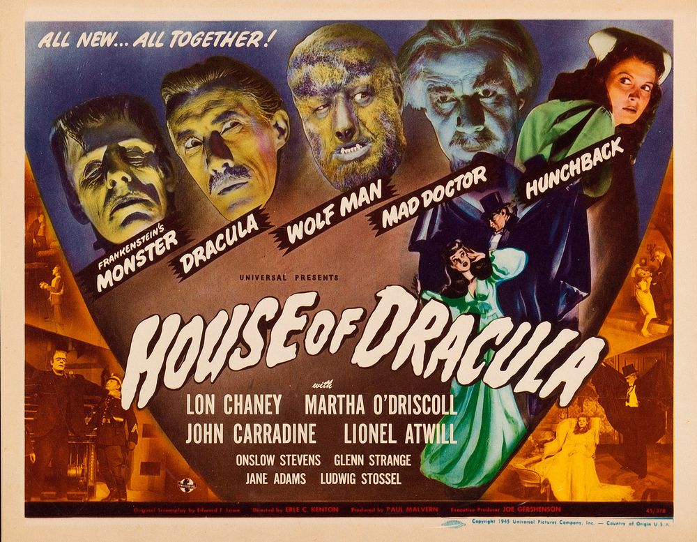 House of Dracula (Universal, 1945). Movie Poster Reprint