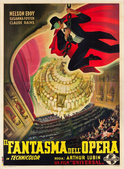 Phantom of the Opera (Universal, Late 1940s). First Post-War Release Italian Movie Poster Reprint