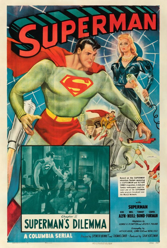 Superman (Columbia, 1948). Chapter 11-- "Superman's Dilemma." Movie Poster Reprint