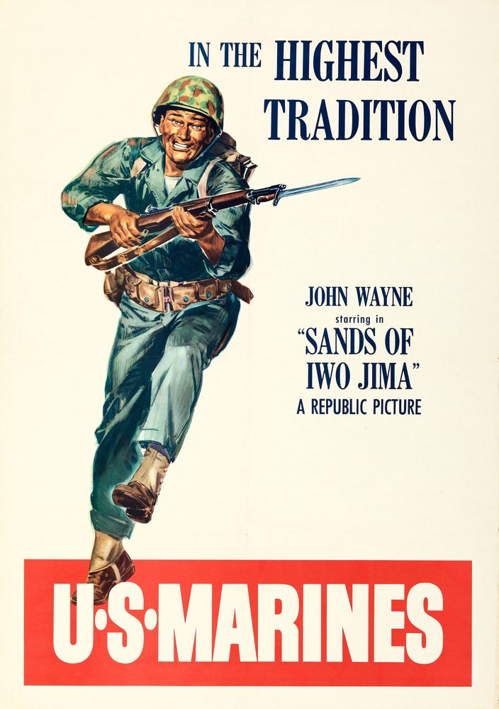 Sands of Iwo Jima (Republic, 1950). U.S. Marines Recruitment One Sheet Movie Poster Reprint