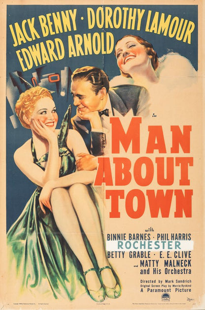 Man About Town (Paramount, 1939). Style A., Comedy. Movie Poster Reprint