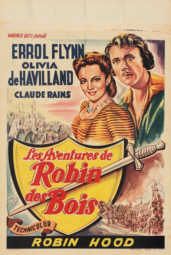 The Adventures of Robin Hood (Warner Bros., R-1948). Belgian Poster. Swashbuckler. Movie Poster Reprint