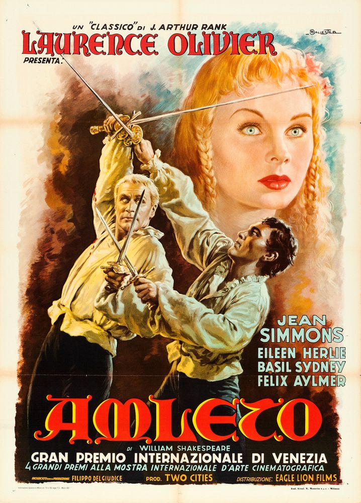 Hamlet (Eagle Lion, R-1952). Italian Poster, Anselmo Ballester Artwork. Movie Poster Reprint