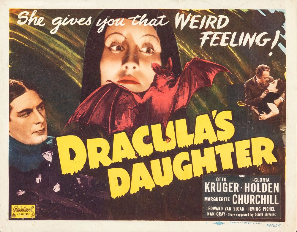 Dracula's Daughter (Realart, R-1949). Horror. Movie Poster Reprint