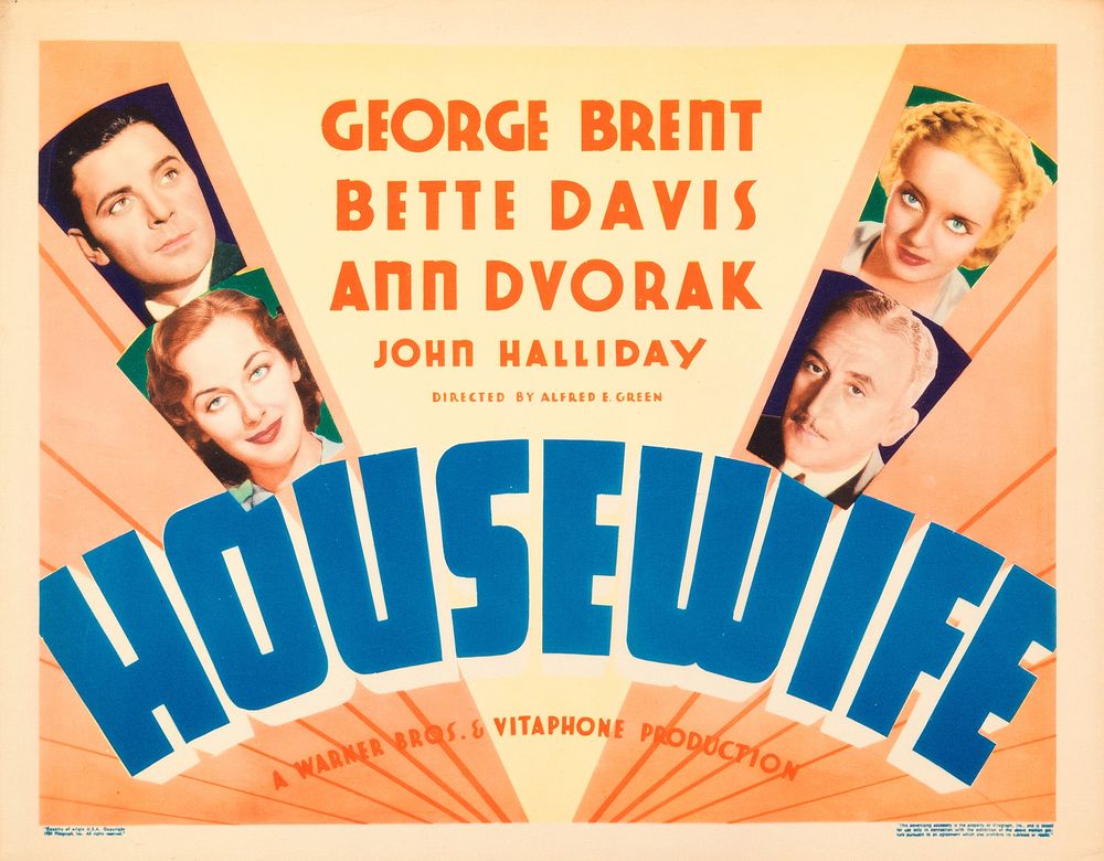 Housewife (Warner Bros., 1934). Movie Poster Reprint