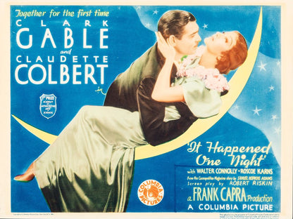 It Happened One Night (Columbia, 1935). Trimmed Title Poster. Academy Award Style. Movie Poster Reprint