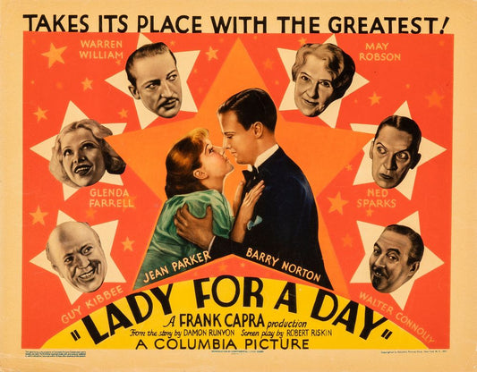 Lady for a Day (Columbia, 1933). Comedy. Movie Poster Reprint